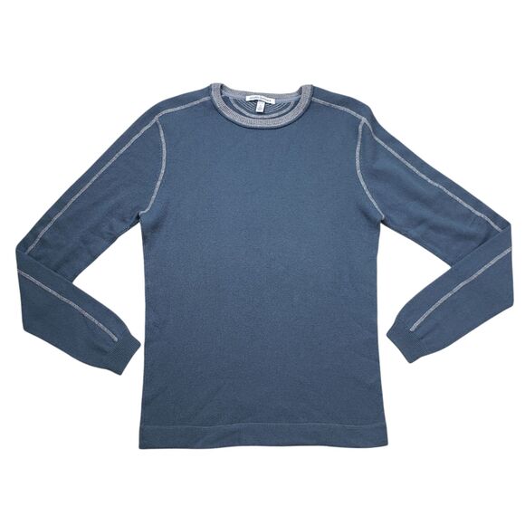 Autumn Cashmere Other - Autumn Cashmere Sweater Mens Medium Blue Coverstitch Knit Crew Neck Long Sleeve